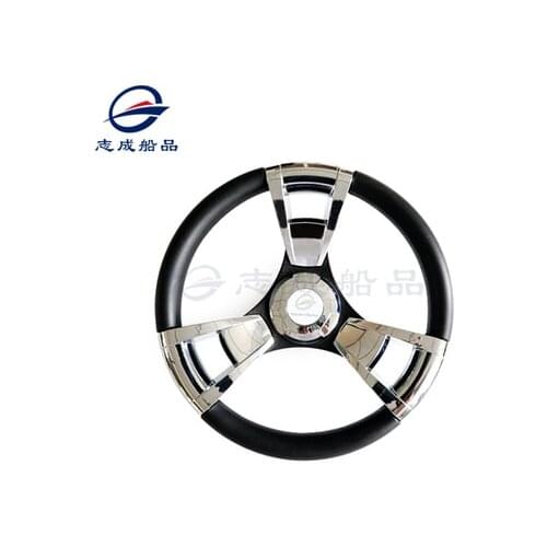 350mm Boat Steering Wheel Polished 3 Spoke boats with 3/4 Inch Shaft Boat Accessories Marine for Vessels Yacht