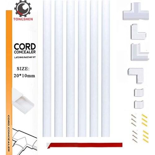 20X10mm Cord Cable Concealer System Covers Wire Cable Cover Management Raceway Kit for Hiding Wall Mount TV Power Cords in home