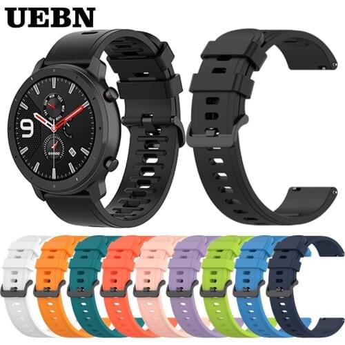 UEBN Silicone 20mm strap for Huami Amazfit GTR 42mm 47mm Bracelet for xiaomi amazfit bip GTS Stratos 3 & pace 22mm Watchbands