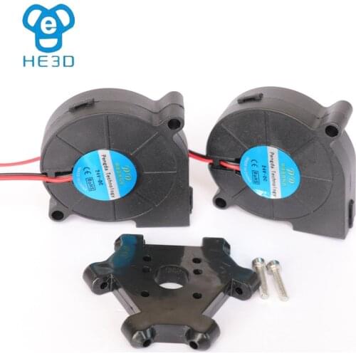 HE3D cooling system for K200/K280 3D printer, 2pcs 5015 vortex cooling fan and one injection molding effector and two screws