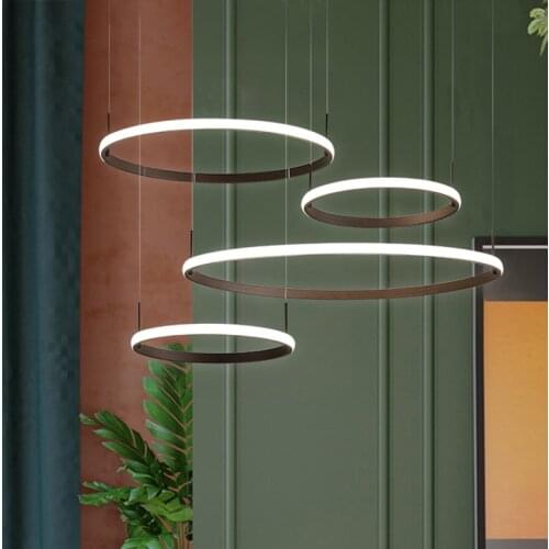 Modern Square Round Metal Led Chandelier Lighting Dining Room Led Pendant Chandeliers Lights Living Room Hanging Lamp Fixtures