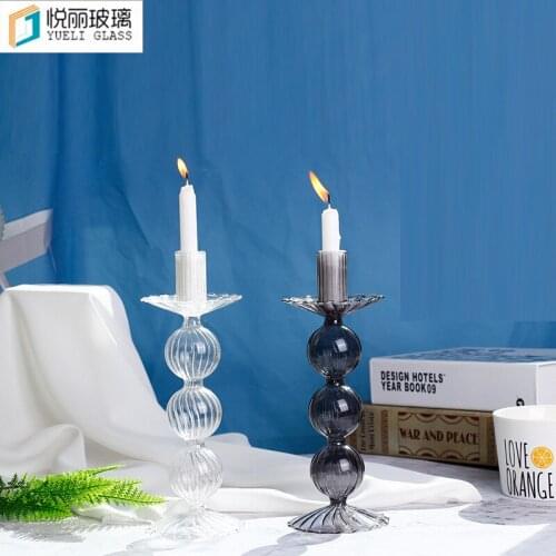 Glass candlesticks creative striped candlestick home dining table decorations candle ware ornaments candle holders