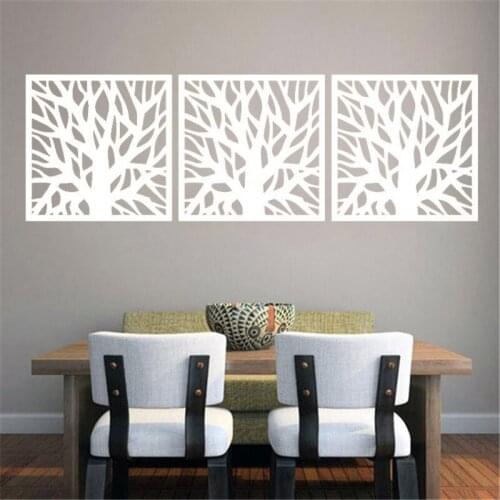 Tree Branch Squares Wall Sticker Dining Room Office Decoration Vinyl Art Design Poster Mural Plant Set Nursery Decor LY1416