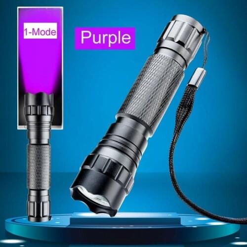 Waterproof 501B Q5 LED Flashlight UV Torch Lights Purple Camping Lantern Flash Light For Hunting Fishing