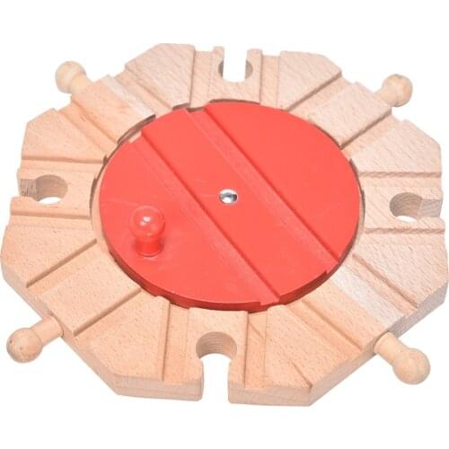 1PCS Miniature Wooden train Switch Track set Circular Turntable Educational Toys Boy/Kids Toy fit Thomas and Brio