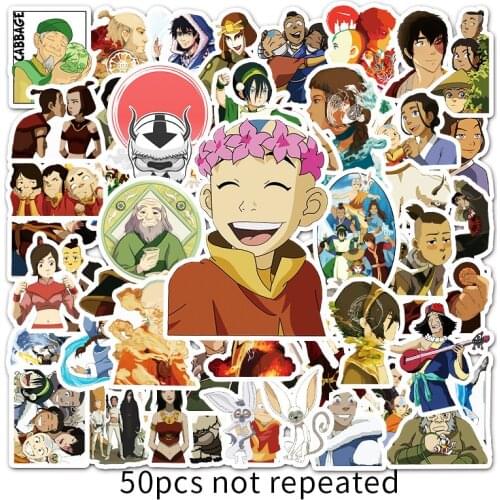 50pcs Avatar The Last Airbender Stickers Anime Cartoon Sticker Funny DIY Luggage Laptop Skateboard Bike Sticker toy Gifts