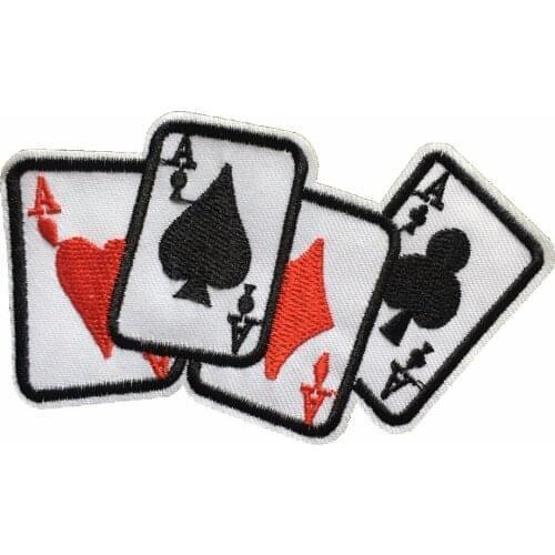 10pcs/lot Poker A Embroidery Patches for Clothes DIY Sewing Accessories Iron on Embroidered Appliques Playing Cards Stickers