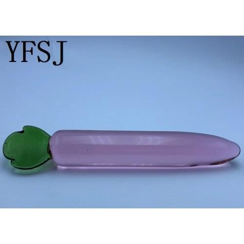 160*25mm 140g Radish Crystal Butt Plugs Pyrex Glass Anal Dildo Fake Penis Female Masturbation Sex Toy for Adult Women Men Gay