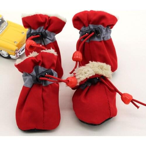 4pcs/set Waterproof Winter Pet Dog Shoes Anti-slip Rain Snow Boots Footwear Thick Warm For Small Cats Puppy Dogs Socks Booties
