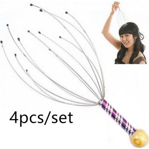 4pcs/set Random Color Head Massager Octopus Head Scalp Neck Massage Relief Stress Relaxing Claw Skin Care Massager 20#41