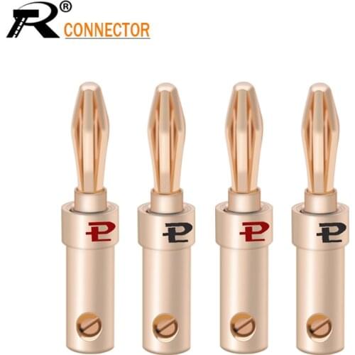 4pcs 24K Gold-plated Copper Banana Speaker Plug Connector Adapter Audio Banana Connectors for Speaker Wire Amplifiers