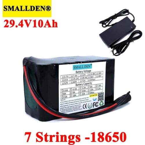 24V 10Ah 7S3P 18650 Rechargeable battery pack 29.4V Electric bicycle moped li-ion batteries with 15A BMS Protection + Charger