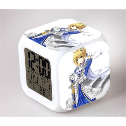 Anime Fate Grand Order Jeanne d'Arc Clocks Fate/Stay Night Saber Alter Digital Alarm Clock Figure Toys Doll Gift