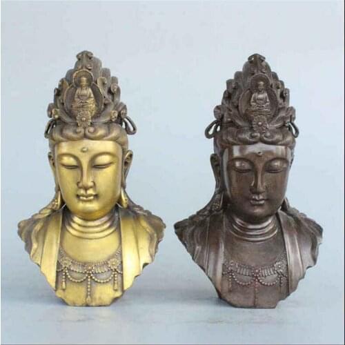 521+++Pure copper opens Avalokiteshvara bronze statue of Buddha, Guanyin head, town house, evil spirits, hous