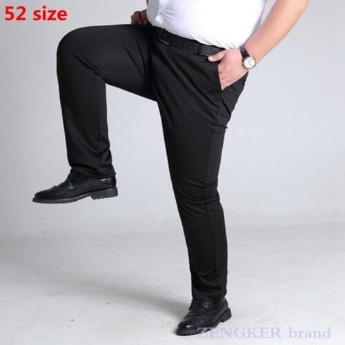 Thin spring mens wear plus size business mens casual pants casual thin 52 50 48 46 high waist comfortable straight-leg pants