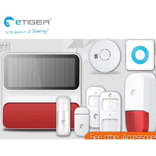 Wireless ETIGER alarm sensors & accessories door sensor motion sensor smoke sensor indoor outdoor solar power alarm siren