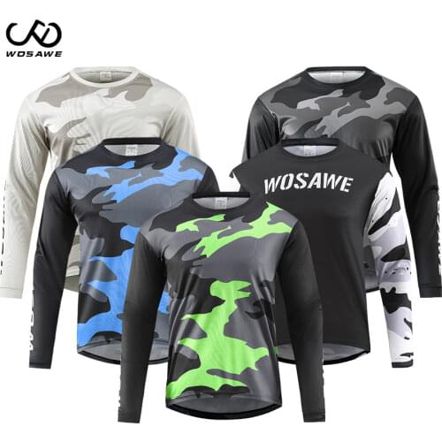WOSAWE Cycling Bike Jersey Men Sweatshirt Camouflage Breathable Downhill MTB Loose Bicycle tops Cycling chothes maillot ciclismo