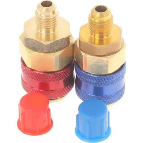 2-piece Fluoride Converter For Automobile Air Conditioner Ac R134a Quick Connector Quick Connector Adapter Accessories High Lan
