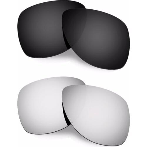 HKUCO For Dispatch 2 Sunglasses Polarized Replacement Lenses Black/Silver 2 Pairs