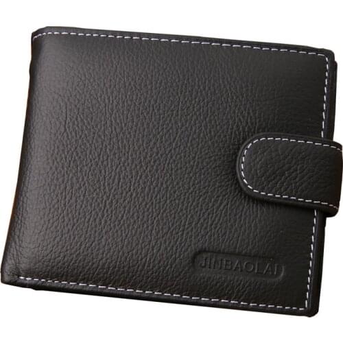 Jinbaolai Vintage Men Wallets Genuine Leather Hasp Wallet Purse with Coin Pocket