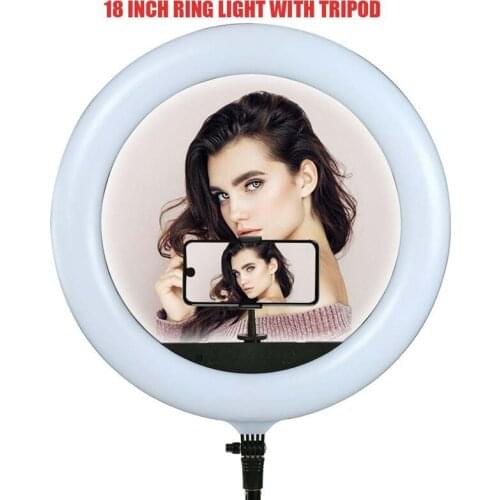 Professional 18 Inch Ring Light With Tripe Mobile Phone Holder Annular Lamp 45cm Photo Round Makeup Artist Ring Lamp Large