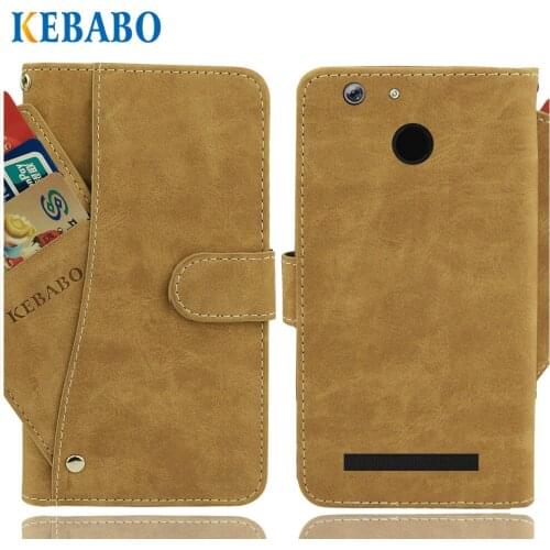 Leather Wallet Senseit T100 Case 5" Flip Vintage Leather Front Card Slots Cases Cover Business Phone Protective Bags