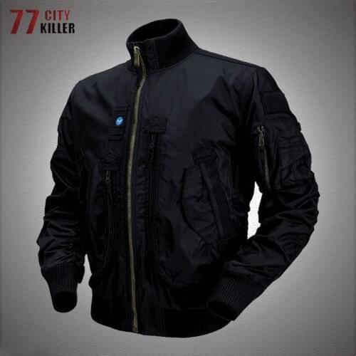 Military Bomber Jackets Men Multi-pocket Pilot Air Force Short Windbreaker Tactical Jacket Mens Stand-collar Combat Army Coats