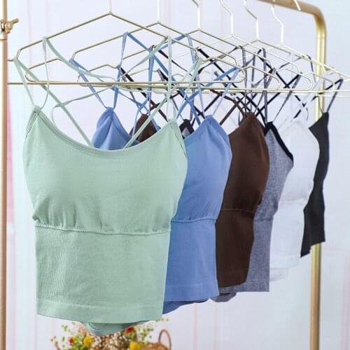 Summer Silk Vest Beautiful Back Silver Silk Cross Camisole Wrap The Chest Wear All-match Underwear, No Steel Ring with Chest Pad