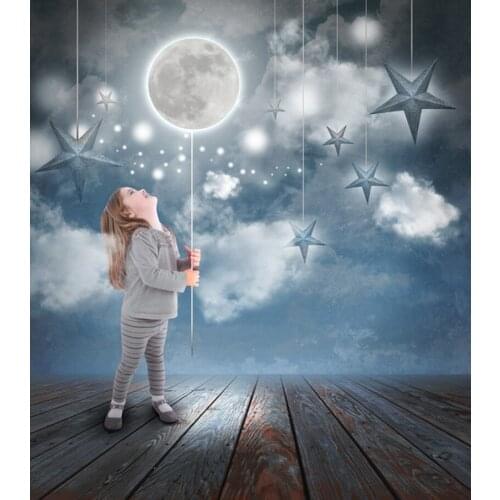 Muslim Background Vertical Art Fabric Photo Studio Backdrops Children Photo Booth Backdrops Moon Stars Fairy Tale Backgrounds