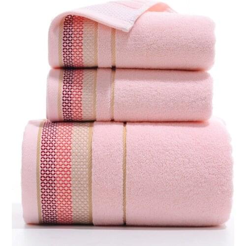 3pcs 100% Cotton Hotel Towel Set Face Towels Bath Towels for Adults Washcloths Absorbent Hand Towel Bathroom