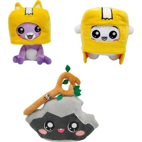 New Lankybox Plush Toys Sitting Foxy Boxy Removable Cartoon Robot Soft Stuffed Toy Kids Gift Turned Into A Doll Girl Bed Pillow