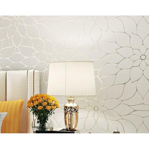 Lotus Flower Deerskin Line Papel De Parede 3D Flocking Wallpaper for Bedroom Living Room Home Decoration 3D Wallcoverings 10M