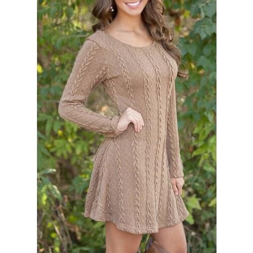 Autumn Spring Women Causal Short Sweater Dress Female White Long Sleeve Loose Knitted Sweaters Dresses Plus Size