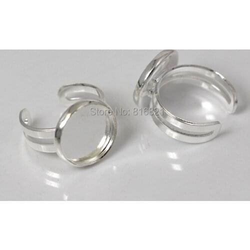 Blank Round Bezel tray Cabochon Bases Ring Settings Findings for DIY Kids Children Ring Making Silver Plated 8mm 10mm 12mm 14mm