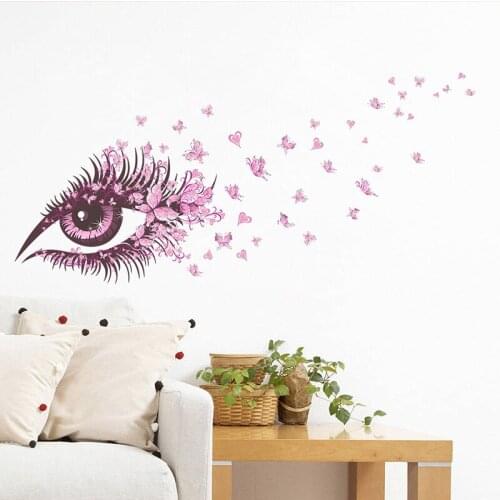 DIY Pink Eyes Butterfly Pattern Art Space Sticker Living Room Bedroom Home Decor Vinyl Mural Wall Sticker Wallpaper Decoration