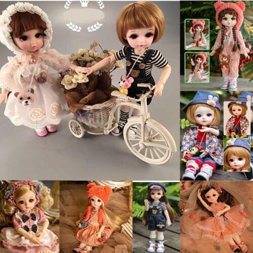 Cute Face 30cm BJD Doll 18 Movable Jointed Pouting DIY Bjd Dolls Princess Toys BJD Round Face long Hair DIY Toy Gift for Girls