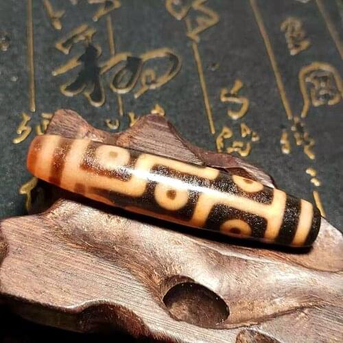 Tibet Dzi Bead Orange Red Agate Material Lucky 9 Eyes Pattern DZI Beads 14*67mm Agate Beads Men&Women Amulet Jewelry DIY