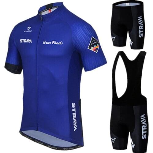 STRAVA Blue Pro Cycling Jersey Set Team Sport Cycling Clothing Men Maillot Ciclismo Summer Bicycle Clothes Road Bike Jersey Suit