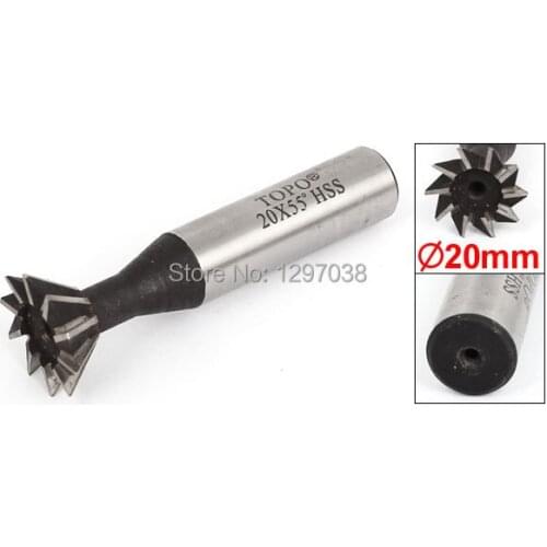 5pcs 20mm*55 Degree High Speed Steel Premium Straight Shank HSS Dovetail Milling Cutter End Mill Smooth Cutting