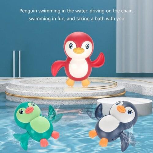 Y4UD Cute Cartoon Animal Pull Bath Toy Classic Penguin Baby Infant Water Toy Swim Penguin Wrap-up Bathtub Kids Beach Toy