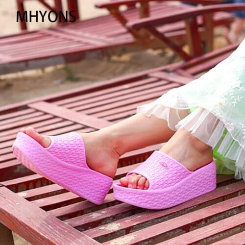 MHYONS Womens summer shoes 2021 fashion platform one-word slippers sandals slippers summer outdoor sandals