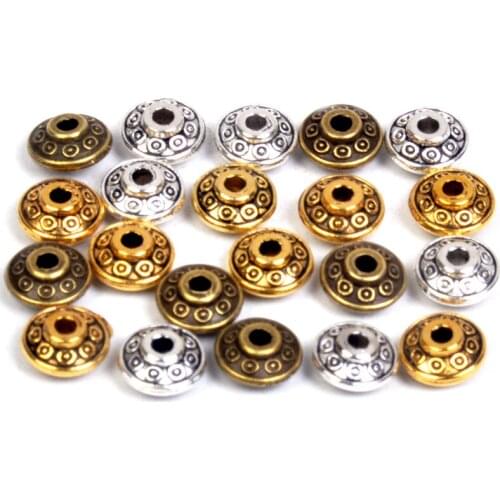 100pcs 4x6mm Tibetan Round Oval Spacer Metal Beads For Jewelry Making DIY Zinc Alloy Charm Accessory For Jewelry Bracelet Making