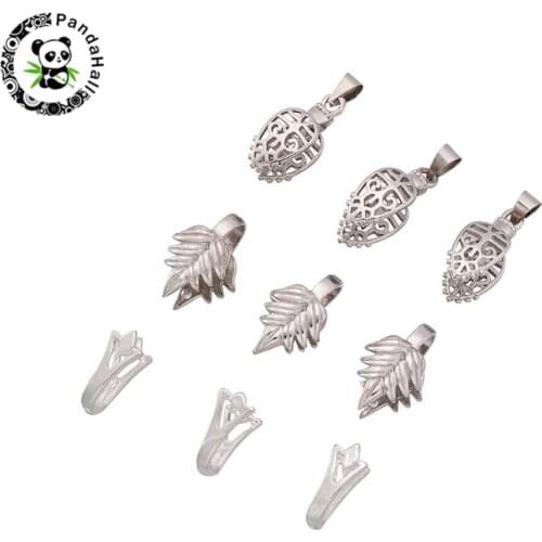 15pcs Platinum Color Brass Ice Pick Pinch Bails Beads Hangers Pendant Connector for DIY Making Necklace Bracelet Findings