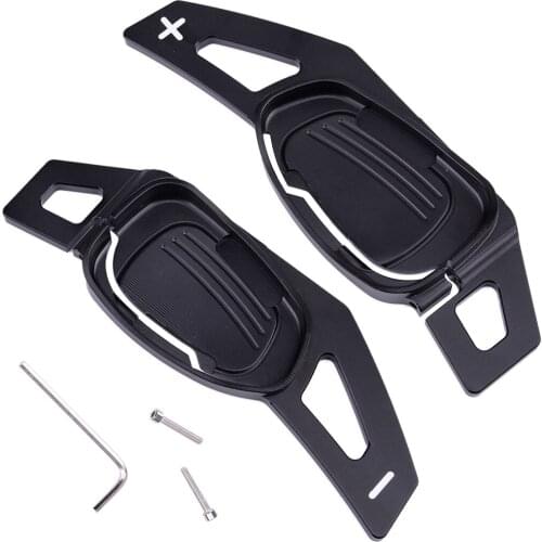 2pcs Car Black Aluminum Alloy Steering Wheel Shift Paddle Shifter Extension Fit for Audi A5 S3 S5 SQ5 RS3 RS6 RS7