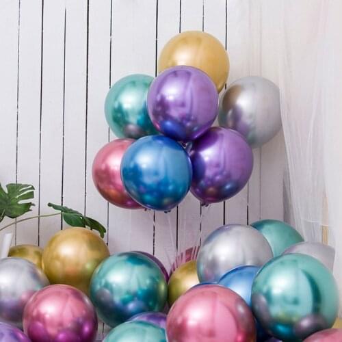 20pcs 12inch Chrome Metallic Latex Balloons Thick Metallic Globos Inflatable Helium Balloon for wedding birthday party decorate