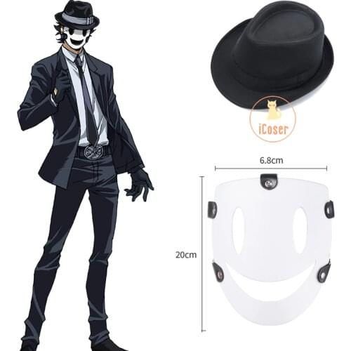 2021 Halloween Mask High Rise Invasion Cosplay White Mask Black Hat Tenkuu Shinpan Angels Smile Samurai Costume Horror Props