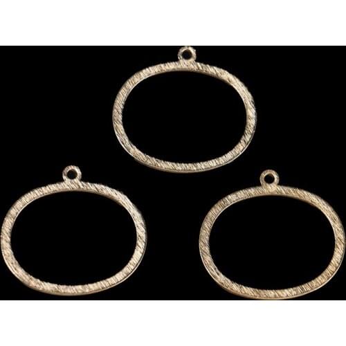 35.1 * 37.7mm Brushed Brass Irregular Single Pendant Round Earring Pendant Oval Charm Fashion Necklace Bracelet Pendant