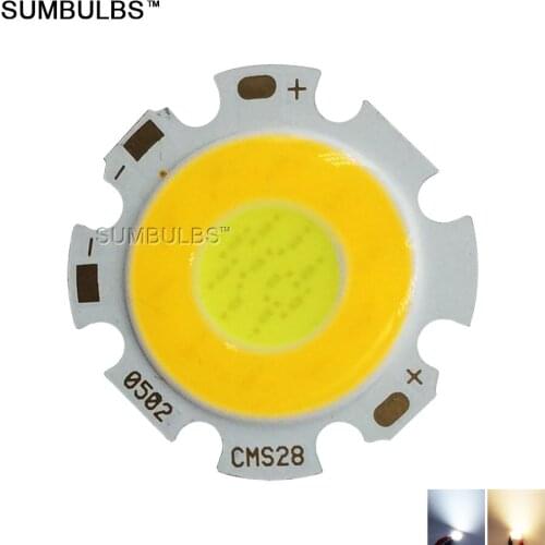 50PCS Huge Promotion 28mm Diameter Global Round COB LED Double Chip Color Warm/ Cold White 3W 5W 7W COB Lamp LED Light Source