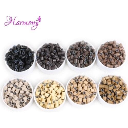 Harmony Plus Hair 500pcs Black Color 4.0*3.0*4.0mm Copper Silicone Micro Rings/Links/Beads/Tube For I Tip Hair Extensions Tools