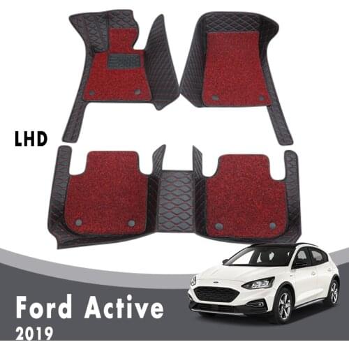 Car Floor Mats For Ford Active 2019 Luxury Double Layer Wire Loop Carpets Auto Interior Parts Accessories Custom Foot Pads Cover